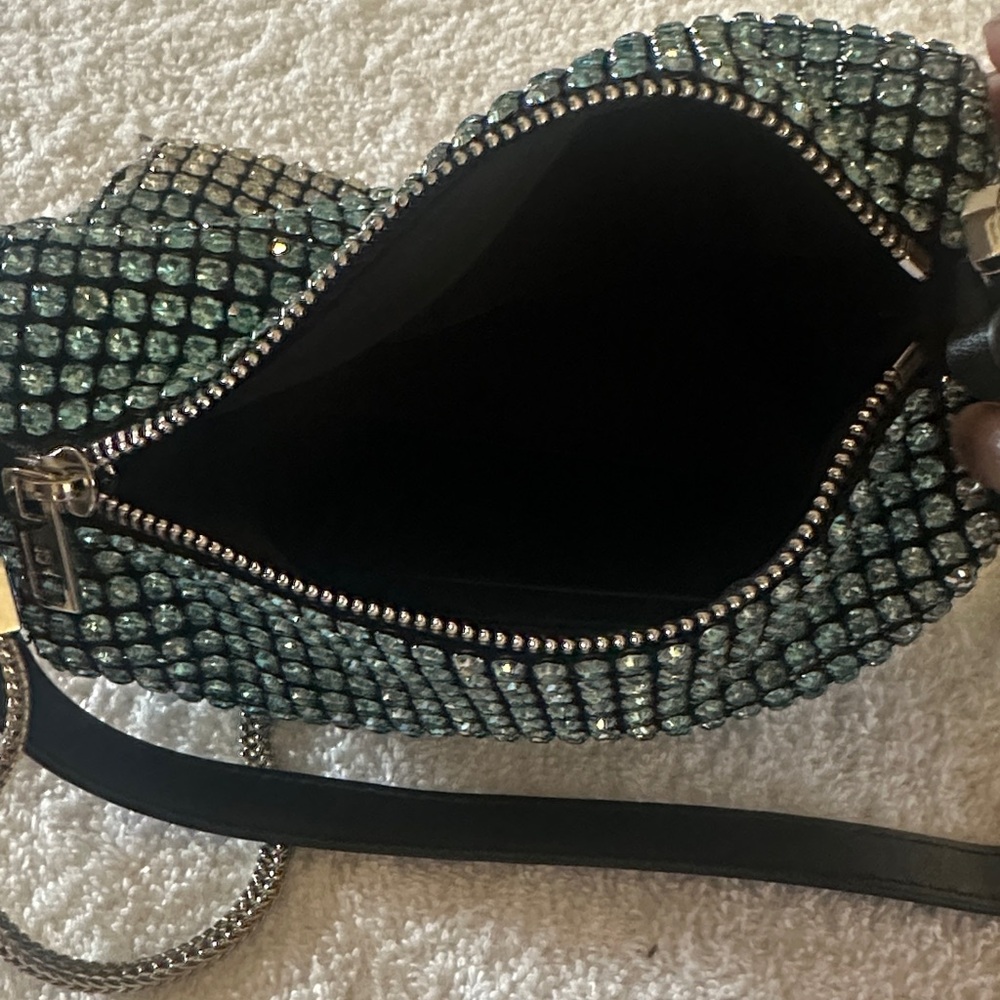 Embellished Teal Crystal Mini Shoulder Bag - Picture 6 of 7